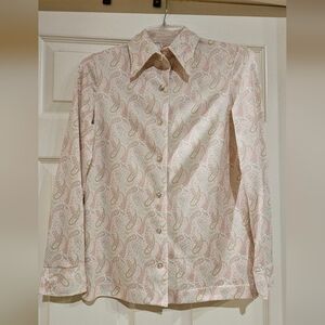 Vintage Paisley Button-Down Shirt in Pink and Cream Sz M